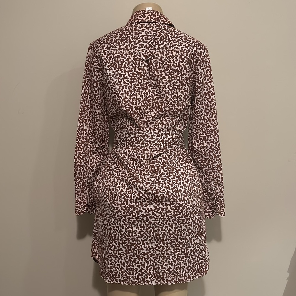 Diane By Diane Von Furstenberg Shirt Dress Abstract Print Brown size 6 - Picture 6 of 9